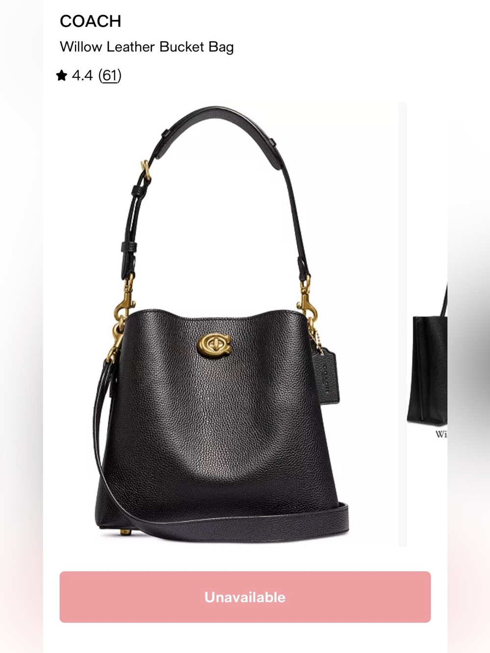 Coach Willow Soft Bucket Bag - Pebbled Black